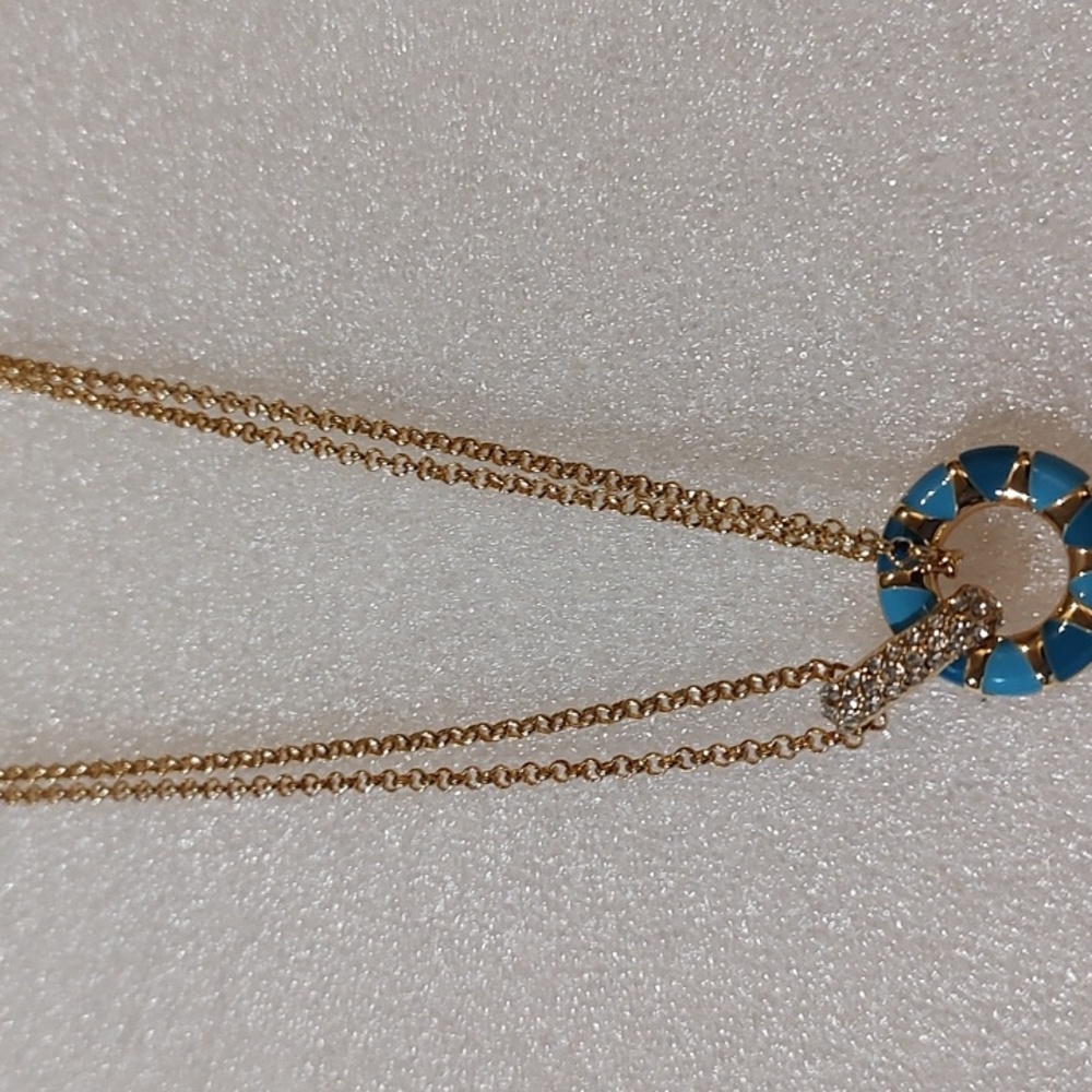 Gold and Blue Pendant Necklace